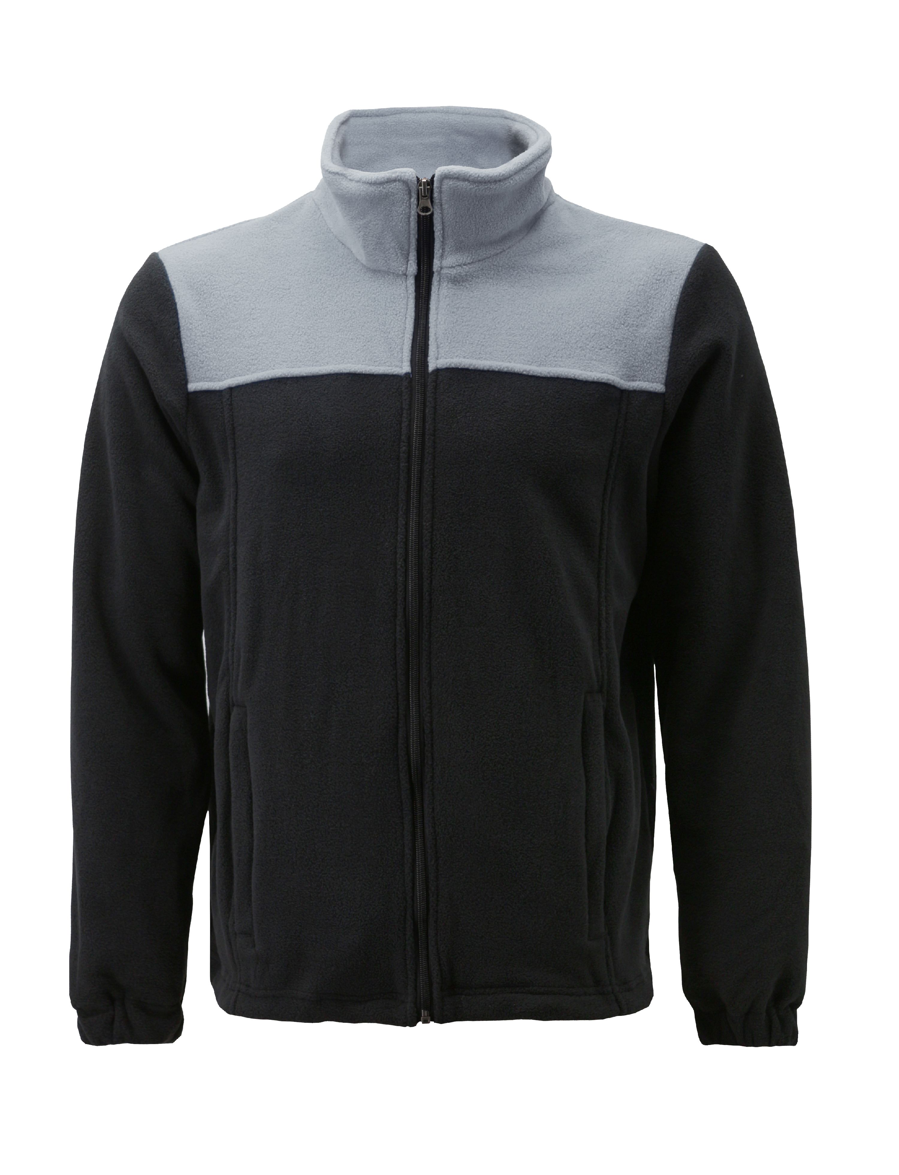 Men's Full Zip-Up Two Tone Solid Warm Polar Fleece Soft Collared Sweater Jacket (L, LF35 #1) - image 1 of 1