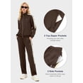 thumbnail image 5 of Women's 2Pc Full Zip Tracksuit, 4 Way Stretch with Reflective Stripes & Zipper Pockets for Golf Running Gym Dark Brown M, 5 of 8