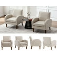thumbnail image 7 of Farmhouse Striped Accent Chairs for Living Room Set of 2, Linen Fabric Modern Comfy Armchairs with Cushion, Upholstered Striped Reading Chairs for Bedroom Couch Chair with Wood Legs, Khaki, 7 of 7