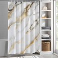 thumbnail image 3 of White Golden Marble Texture Fabric Shower Curtain Abstract Style Washable Shower Curtains for Bathroom, Waterproof Bath Curtain with Hooks Home Decor 72x84in, 3 of 8