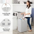 thumbnail image 6 of 2-Pack Extra Large Laundry Basket, Waterproof, Freestanding Laundry Hamper, Collapsible Tall Clothes Hamper with Extended Handles for Clothes Toys, 100L/26.42 gal,Gray & white stripes, 6 of 7