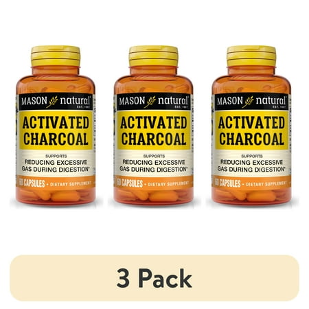 (3 pack) Mason Natural Activated Charcoal 520 mg 60 Caps