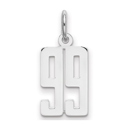 925 Sterling Silver Number 99 Pendant Charm, Polished Sports Numeric Design