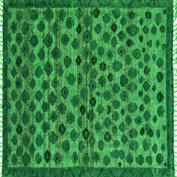Ahgly Company Indoor Square Abstract Green Modern Area Rugs, 8' Square