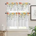 thumbnail image 2 of Spring Floral Kitchen Curtains and Valance Set, Summer Botanical Cafe Curtains Rod Pocket Windows Curtains for Living Room Bedroom Eucalyptus Leaves Valance and Tier Curtains 24 Inch Length, 2 of 5