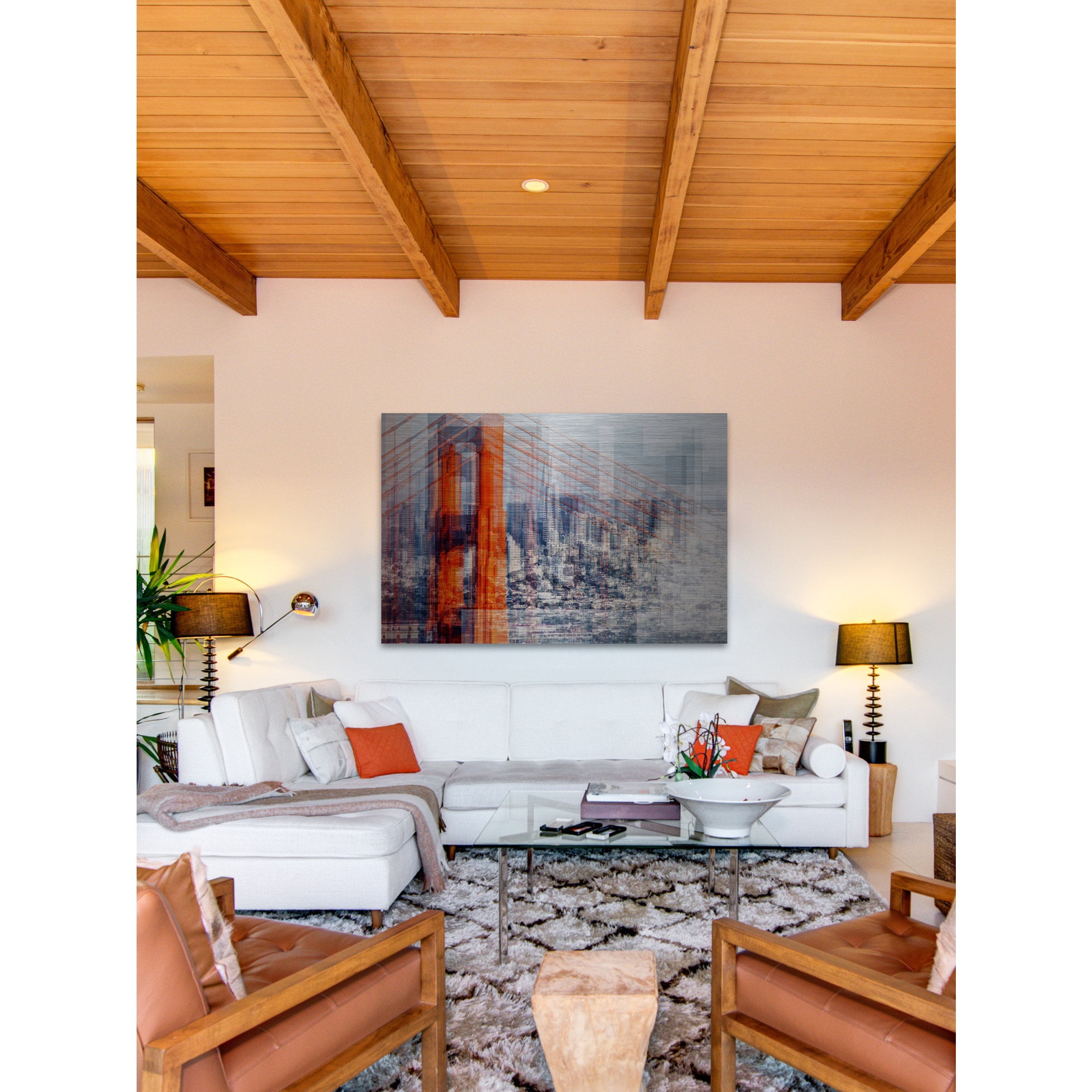 "Golden Gate Bridge" Painting Print on Brushed Aluminum