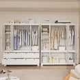 thumbnail image 4 of Feishominoo 8 Door Wardrobe Armoire Closet, 71"H Modern Modular Wooden Clothes Wardrobe Storage Cabinet with Hanging Rods & Drawers, White, 4 of 9