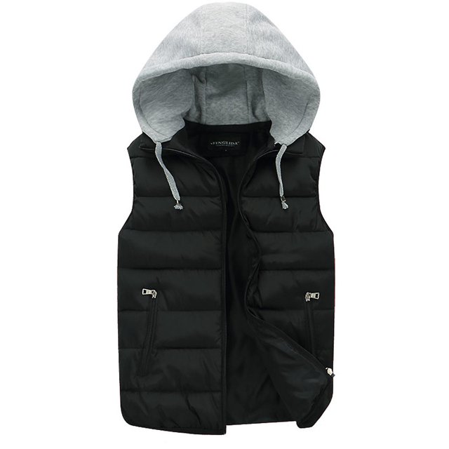 Gilet Sans Manches Léger à Capuche pour Hommes Automne & Hiver Gilet en Coton Chaud
