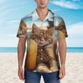 thumbnail image 4 of Daiia Relaxing Cat With Orange Juice Hawaiian Shirt for Men Gentle Cotton Regular Short Sleeve Casual-3X-Large, 4 of 9