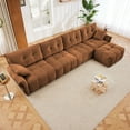 thumbnail image 2 of Modular 4-Seater Sofa with Ottoman in Burnt Orange Chenille: Configurable, Solid Wood Frame, High-Resilience Cushions for Living Rooms & Lounges., 2 of 18