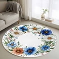 thumbnail image 3 of Spring Flower Wreath Round Area&nbsp;Rug 4ft Country Watercolor Blue White Floral Bud Leaf Non-Slip&nbsp;Washable Circle Rugs Soft Felt Indoor Floor Mat for Bedroom Kitchen Living Room Bathroom, 3 of 9