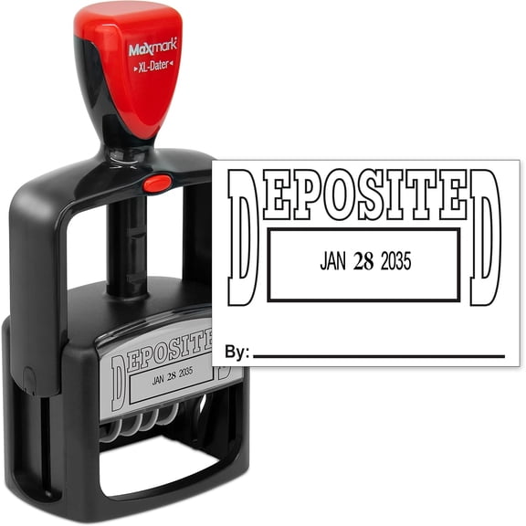 MaxMark Heavy Duty Style 5 Date Stamp with DEPOSITED self inking stamp - Black Ink