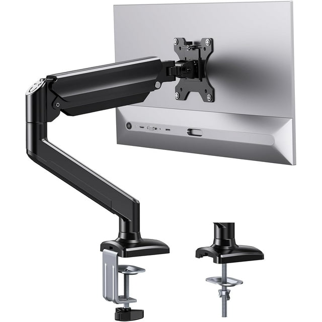 Single Monitor Arm for Screens Adjustable Pneumatic Spring Monitor Mount Holds up to lbs Computer Monitor Stand with VESA Mount CClamp & Grommet Base Max VESA x