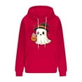 thumbnail image 5 of Xdegoge Halloween Hoodies for Women Cute Ghost with Pumpkin Drink Graphic Sweatshirts Pullover Long Sleeve Hooded Drawstring Sweat Shirts with Kangaroo Pocket Vintage Holiday Party Clothes, 5 of 6