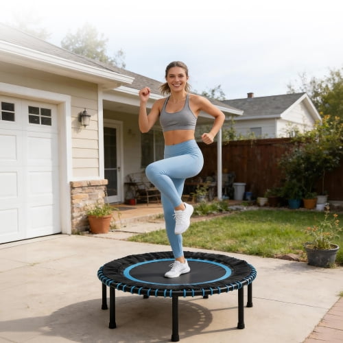 48 pulgadas sin resorte mini trampolín de fitness, rebounder de ejercicio interior/exterior para entrenamientos más silenciosos y seguros, carga 450lbs, entrenador de cardio de salto del gimnasio