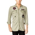 thumbnail image 1 of INC playera adornada con parche con cremallera frontal para hombre, verde, grande, 1 of 1