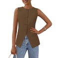 thumbnail image 1 of Chaleco PRETTYGARDEN para Mujer Sin Mangas con Botones Café XL, 1 of 8