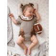 thumbnail image 4 of Cenuakty Girl Summer Romper Football Embroidery Short Sleeve Striped Jumpsuit, 4 of 9