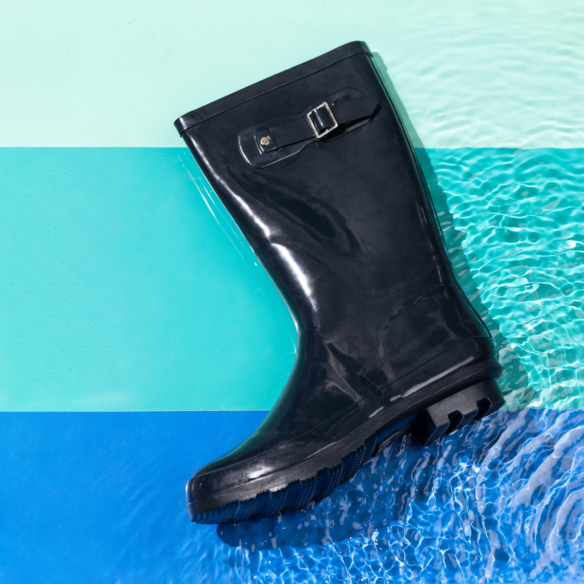 Norty Women's Hurricane Rain Boots – Waterproof Mid-Calf Length 11 inch Rubber Winter Spring and Garden Boots - runs a 1/2 size large