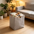 thumbnail image 6 of Kmonabie Collapsible Linen Laundry Hamper, 100% Polyester Clothes Storage Basket with Wooden Handles, Large Capacity Waterproof Foldable Toy Organizer Bin for Bedroom Bathroom, Dark Gray, 6 of 6