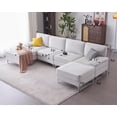 thumbnail image 4 of Merluxy Sectional Sofa, 6 Seater Couch with Ottomans, U Shaped Sofa for Living Room, Beige Chenille, 4 of 6