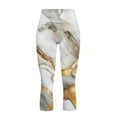 thumbnail image 4 of SCRAWLGOD Marble Print Golden White High Waisted Leggings for Women Tummy Control Elastic Yoga Pants with Pockets Buttery Soft Yoga Pants for Workout Athletic Running, 3XL, 4 of 7