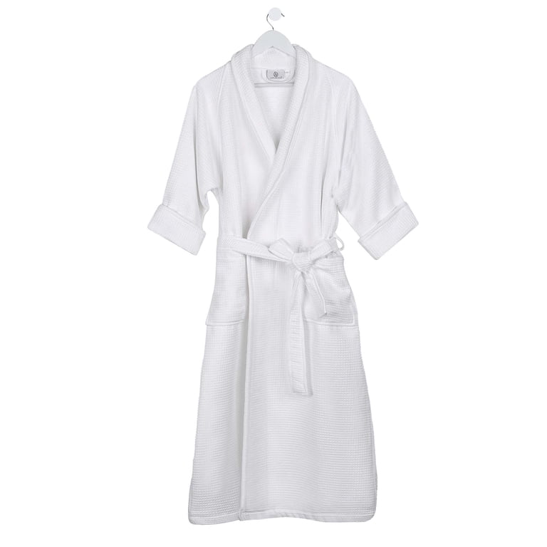 100% Premium Long-Staple Cotton Unisex Waffle Weave Bath Robe, Small,White  - Walmart.com