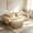 2 Seater + 1 Ottoman Light Khaki, variant on Wakefit 80" Loveseat Sofa, 2-Seater Modular Sectional Sofa Couch with Pillows, Soft Fluffy Plush Fabric Cloud Sofa, 32D High Density Foam Deep Seat with 2 Ottomans, No Assembly, Chocolate
