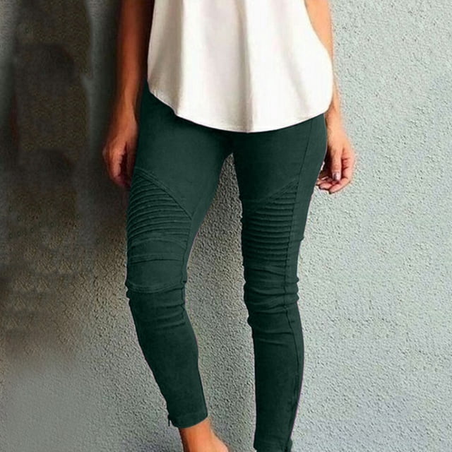 Green Sweatpants Womens Large Multi Color Fashion Casual Slim Fitting Solid Color Elastic Pants with Pockets