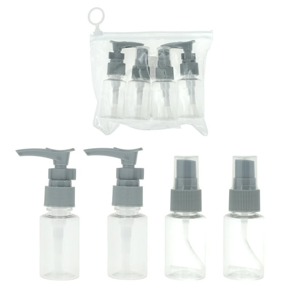 Unique Bargains 4 Pcs Travel Size Toiletries Bottles Containers Leakproof Squeezable Refillable Travel Bottles Set Gray
