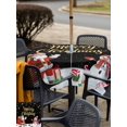thumbnail image 4 of Outdoor Tablecloth with Umbrella Hole and Zipper, Black Christmas Square Table Cloth 60x60 Inch Waterproof Tablecloth, Santa Snowman Xmas Gifts Snowflake Winter Picnic Table Cover for Patio Camping, 4 of 7