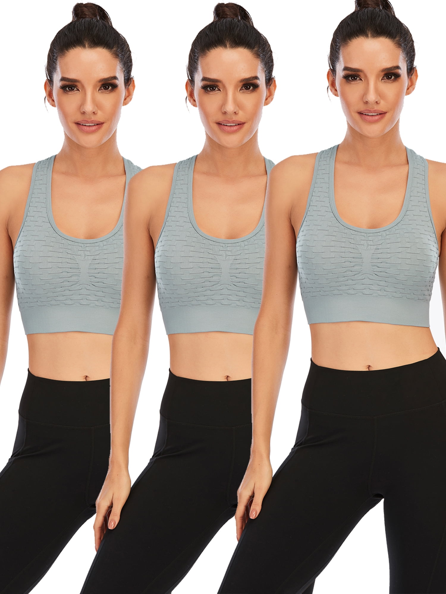 YouLoveIt Racerback Sports Bra for Women, 3 pack Removable Pad