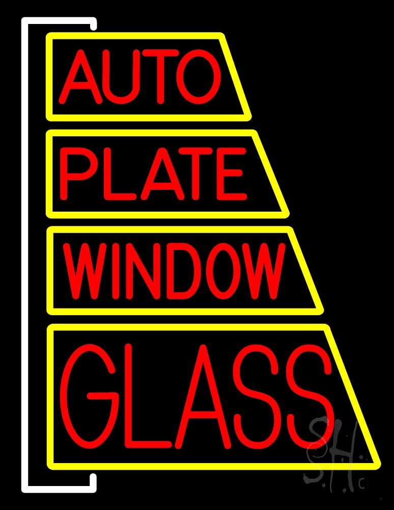 Auto Plate Window Glass LED Neon Sign 24 x 31 - inches, Clear Edge Cut ...