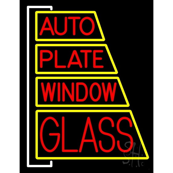 Auto Plate Window Glass LED Neon Sign 24 x 31 - inches, Clear Edge Cut Acrylic Backing, with Dimmer - Bright and Premium built indoor LED Neon Sign for automotive store, and mall.