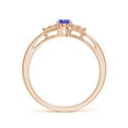 thumbnail image 2 of ANGARA Natural Oval Tanzanite Bypass Ring with Trio Diamond Accents in 14K Rose Gold for Women (Size-6x4mm) | December Birthstone, Anniversary, Jewelry Gift for Women | Natural Tanzanite Ring, 2 of 9