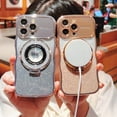 thumbnail image 3 of Dteck for iPhone 15 Pro Max Glitter Bling Electroplated Case,Compatible with MagSafe Kickstand,Cute Curled Wave Edge Phone Cover,Large Window Full Camera Protection,Silver, 3 of 6