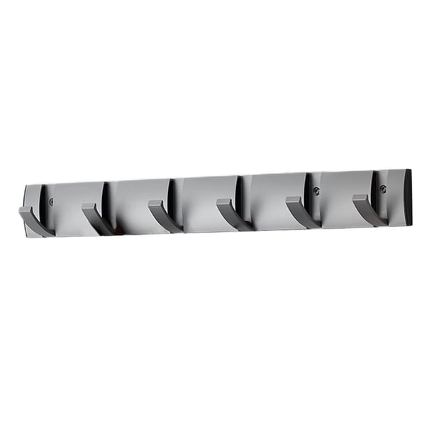 Colgador de puerta portátil ajustable de 45 grados, plegable, 6 ganchos, gancho de almacenamiento de estilo Simple, soporte para ropa, sombrero, Almacenamiento y organización del hogar Gris Bewildely HA063591-01B
