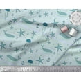 thumbnail image 2 of Soimoi Blue Cotton Duck Fabric Whale & Starfish Ocean Fabric Prints By Yard 44 Inch Wide, 2 of 3