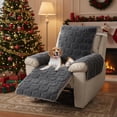 thumbnail image 2 of SHANNA Recliner Chair Cover, Stretch Non Slip Thick Rabbit Plush Recliner Covers for Recliner Chair Soft Reclining Chair Slipcover Furniture Protector for Dogs Cats, Dark Grey, 2 of 13