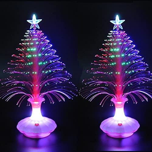 Árbol de Navidad, LED, fibra óptica, 32 cm, con estrella (sin batería)