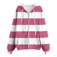 thumbnail image 6 of Fashion Plus Size Pullover Hoodie for Womens Zip Up Solid Color Blocked Striped Printed Pocket Zipper Long Sleeved Hooded Sweatshirt Coat Outwear 50% off Clearacne!, 6 of 7