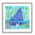 thumbnail image 4 of Stupell Industries Funky Sailboat Coastal Layered Palm Trees Seashells Graphic Art Gray Framed Art Print Wall Art, Design by unknown, 4 of 5