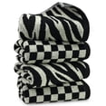 thumbnail image 1 of Toallas de mano Jacquotha Bathroom, paquete de 4, color negro a cuadros/cebra, 1 of 7