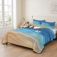thumbnail image 2 of Full Quilt Set 78''x90'', Blue Ombre Coastal Lightweight Bedspread Coverlet Set with 2 Pillow Shams, Summer Nautical Beach Ocean Seaside Breathable All Season Quilt Bedding for Bedroom/Guest Room, 2 of 9