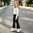 thumbnail image 5 of Rvasteizo Girls Flare Pants Cotton Fabric Lace Hem Outdoor Casual Long Pants for Kids 1-11Y 10 Years, 5 of 5