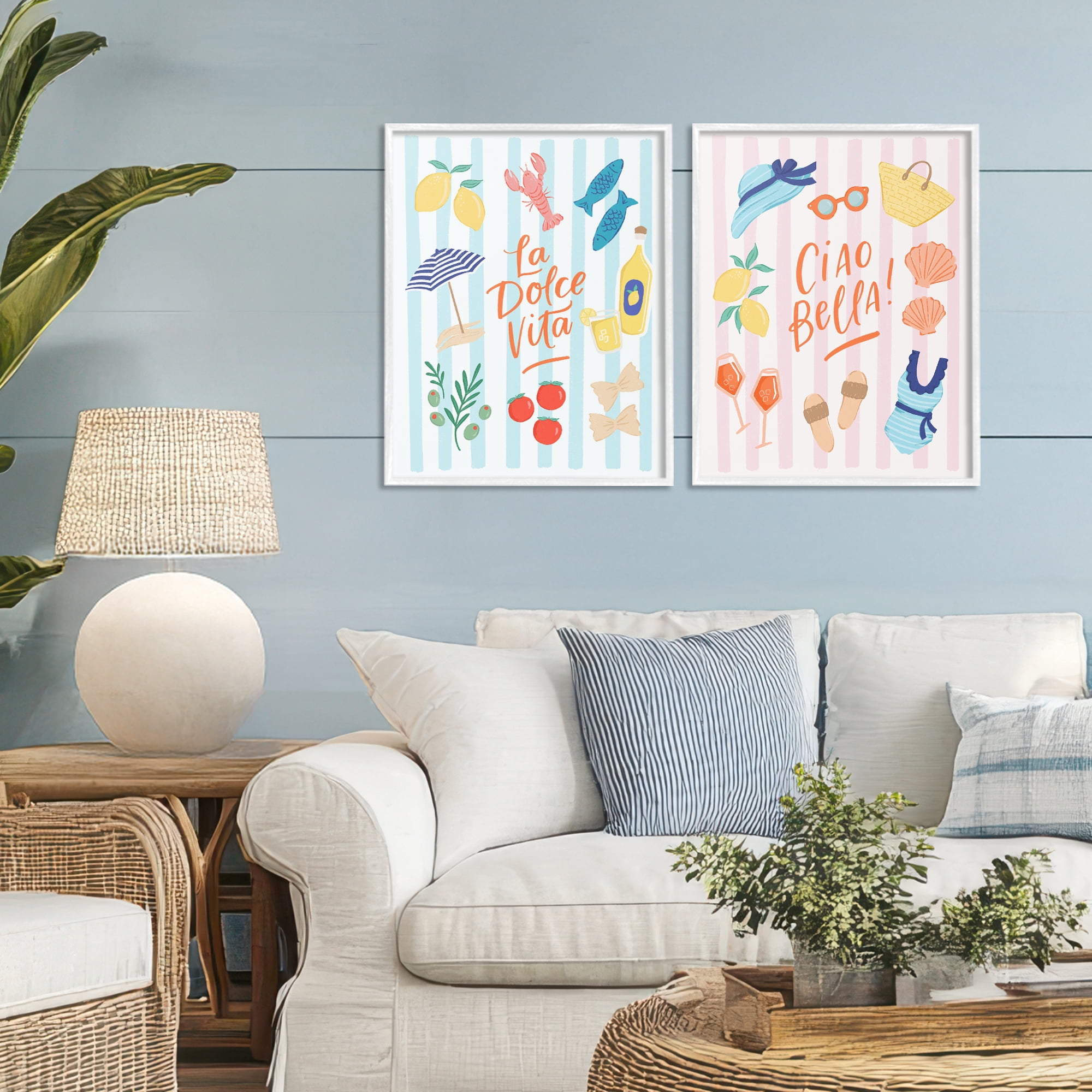 Stupell Industries Summer Italian Vacation 2 Piece White Framed Giclee Art Set, design by Sandra Picco