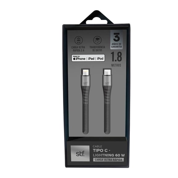 Cable Lightning STF 1.8 m Negro