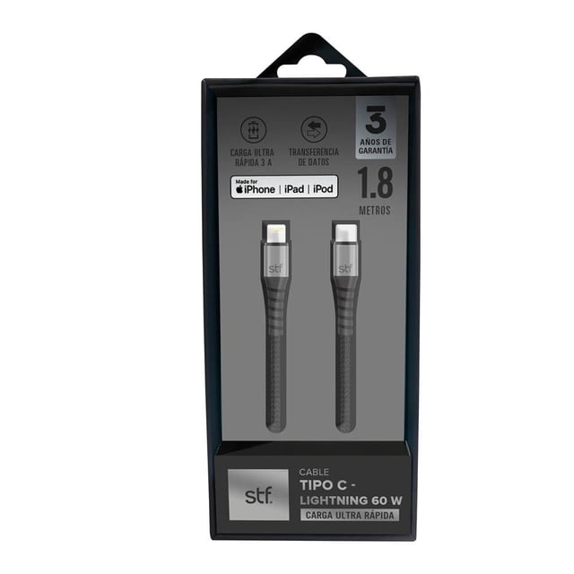 Cable Lightning STF 1.8 m Negro