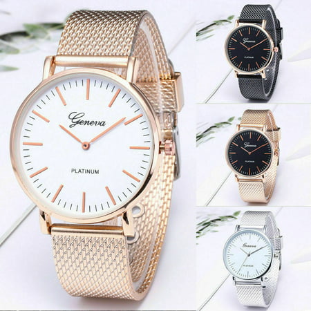 HQZY Women Ladies Watch - Best Gift for Her - GENEVA Alloy Mesh Band Wrist Watches -Silver