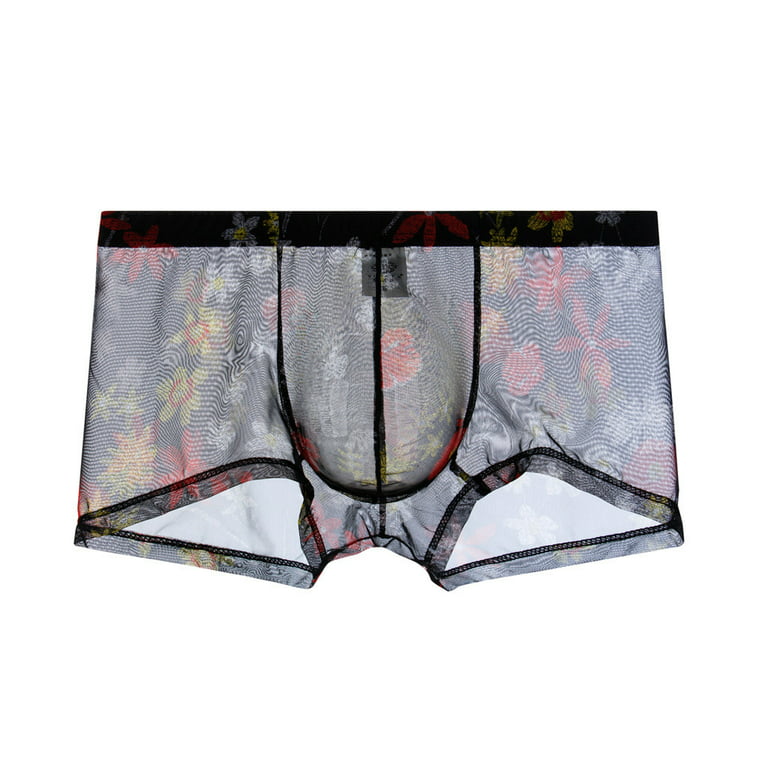 Men’s Boxer Briefs Underwear for Men Sexy Underwear Transparent See Through  Shorts Hot Lip Print Underpants